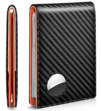 Carbon Fiber Leather Men Airtag Wallet